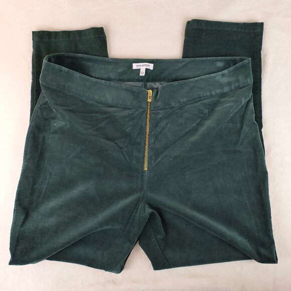 Good American Velvet Pants High Rise Zipper Front Ankle Zip Dark Green Christmas - Picture 1 of 5